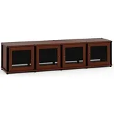 Synergy 247 Quad Width 87" AV Cabinet TV Stand in Cherry, Mesh Doors & Black Frame