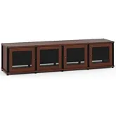 Synergy 247 Quad Width 87" AV Cabinet TV Stand in Walnut, Mesh Doors & Black Frame