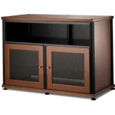 Synergy 329 Double Width 44" AV Cabinet TV Stand in Cherry, Mesh Doors & Black Frame