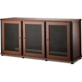 Synergy 337 Triple Width 65" AV Cabinet TV Stand in Cherry, Mesh Doors & Black Frame