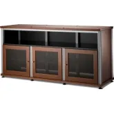 Synergy 339 Triple Width 65" AV Cabinet TV Stand in Cherry, Mesh Doors & Aluminum Frame