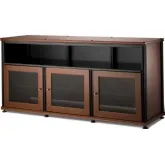 Synergy 339 Triple Width 65" AV Cabinet TV Stand in Cherry, Mesh Doors & Black Frame
