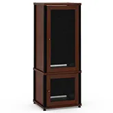 Synergy 603 60" Tall AV Cabinet Audio Rack in Walnut, Mesh Doors & Black Frame