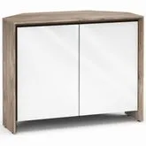Barcelona 323CR 45" Corner TV Stand AV Cabinet in Natural Walnut with Gloss White Doors