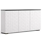 Milan 337 64" Low Profile Wall Cabinet TV Stand in White & Black Glass