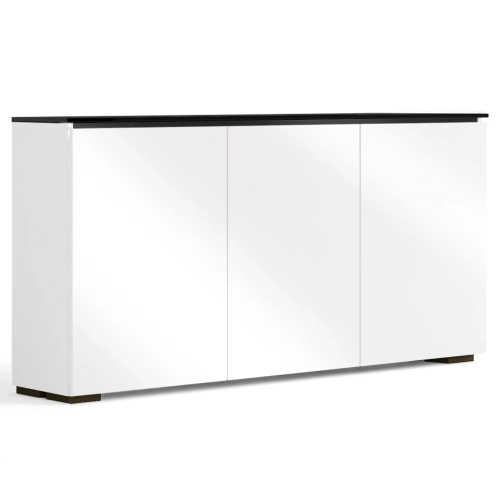 Miami 337 64" Low Profile Wall Cabinet TV Stand in Gloss Warm White with Black Top