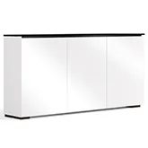 Miami 337 64" Low Profile Wall Cabinet TV Stand in Gloss Warm White with Black Top