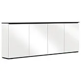 Miami 347 88" Low Profile Wall Cabinet TV Stand in Gloss Warm White with Black Top