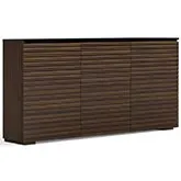 Zurich 337 64" Low Profile Wall Cabinet TV Stand in Linear Texture Brown with Black Top