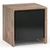 Barcelona 217 AV Cabinet in Natural Walnut with Black Glass Door