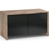 Barcelona 221 45" TV Stand AV Cabinet in Natural Walnut with Black Glass Doors