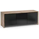Barcelona 236 65" TV Stand AV Cabinet in Natural Walnut with Black Glass Doors