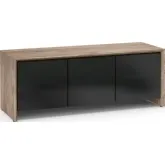 Barcelona 237BG 65" TV Stand AV Cabinet in Natural Walnut with Black Glass Doors