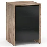 Barcelona 317 AV Cabinet in Natural Walnut with Black Glass Door
