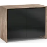 Barcelona 323 45" TV Stand AV Cabinet in Natural Walnut with Black Glass Doors