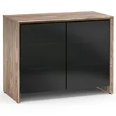 Barcelona 323CR 45" TV Stand AV Cabinet in Natural Walnut with Black Glass Doors
