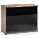 Barcelona 329 45" TV Stand AV Cabinet in Natural Walnut with Black Glass Doors
