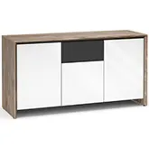 Barcelona 336 65" TV Stand AV Cabinet in Natural Walnut with Gloss White Doors