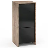 Barcelona 517 AV Cabinet in Natural Walnut with Black Glass Doors