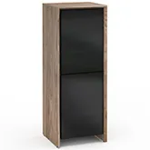 Barcelona 617 AV Cabinet in Natural Walnut with Black Glass Doors