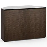 Berlin 323CR 44" Corner TV Stand AV Cabinet in Textured Wenge with Black Glass