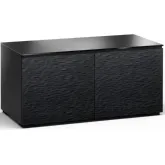 Chicago 221 44" TV Stand Cabinet in Textured Black Oak with Black Glass Top