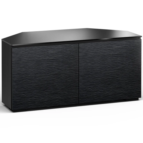 Chicago 221CR 44" Corner TV Stand AV Cabinet in Textured Black with Black Glass