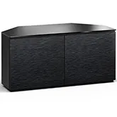 Chicago 221CR 44" Corner TV Stand AV Cabinet in Textured Black with Black Glass