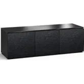Chicago 237 64" TV Stand Cabinet in Textured Black Oak with Black Glass Top