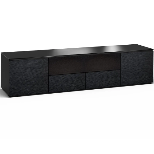 Chicago 245 85" TV Stand AV Cabinet in Textured Black with Black Glass