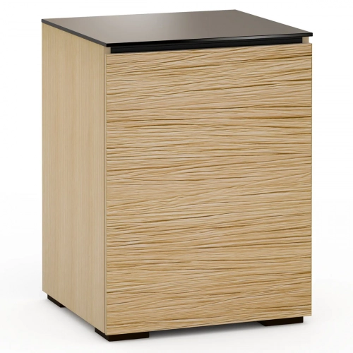 Denver 317 AV Cabinet in Textured Natural Oak with Brown Glass Top