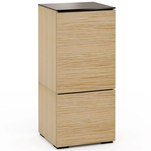 Denver 517 AV Cabinet in Textured Natural Oak with Brown Glass Top
