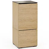 Denver 517 AV Cabinet in Textured Natural Oak with Brown Glass Top