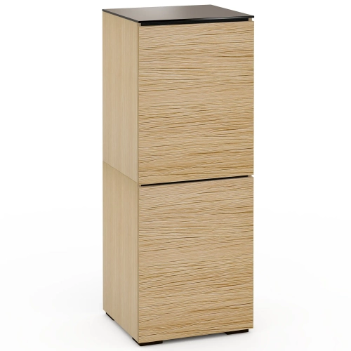 Denver 617 AV Cabinet in Textured Natural Oak with Brown Glass Top