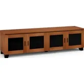 Elba 247 85" TV Cabinet in American Cherry with Smoked Glass Door Inserts