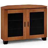 Elba 323CR 44" Corner TV Stand AV Cabinet in American Cherry with Smoked Glass