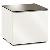 Miami 217 AV Cabinet in Gloss Warm White with Black Glass Top