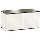 Miami 221 44" TV Stand AV Cabinet in Gloss Warm White with Black Glass Top