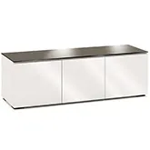 Miami 237 64" TV Stand AV Cabinet in Gloss Warm White with Black Glass Top