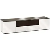 Miami 245 85" TV Stand AV Cabinet in Gloss Warm White with Black Glass Top