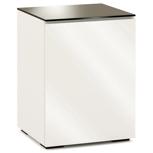 Miami 317 AV Cabinet in Gloss Warm White with Black Glass Top