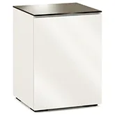 Miami 317 AV Cabinet in Gloss Warm White with Black Glass Top