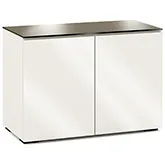 Miami 323 44" TV Stand AV Cabinet in Gloss Warm White with Black Glass Top