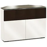 Miami 329CR 44" Corner TV Stand AV Cabinet in Gloss Warm White with Black Glass Top