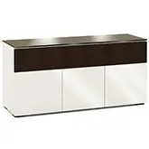 Miami 339 64" TV Stand AV Cabinet in Gloss Warm White with Black Glass Top