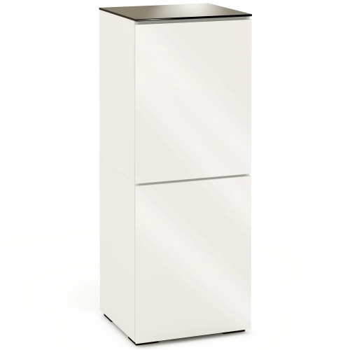 Miami 617 AV Cabinet in Gloss Warm White with Black Glass Top