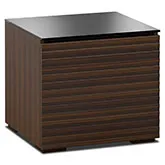 Zurich 217 AV Cabinet in Linear Texture Brown with Black Glass Top
