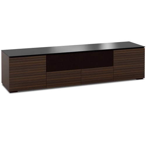 Zurich 245 85" TV Stand AV Cabinet in Linear Texture Brown with Black Glass Top