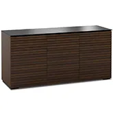 Zurich 337 64" TV Stand AV Cabinet in Linear Texture Brown with Black Glass Top