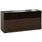 Zurich 339 64" TV Stand AV Cabinet in Linear Texture Brown with Black Glass Top